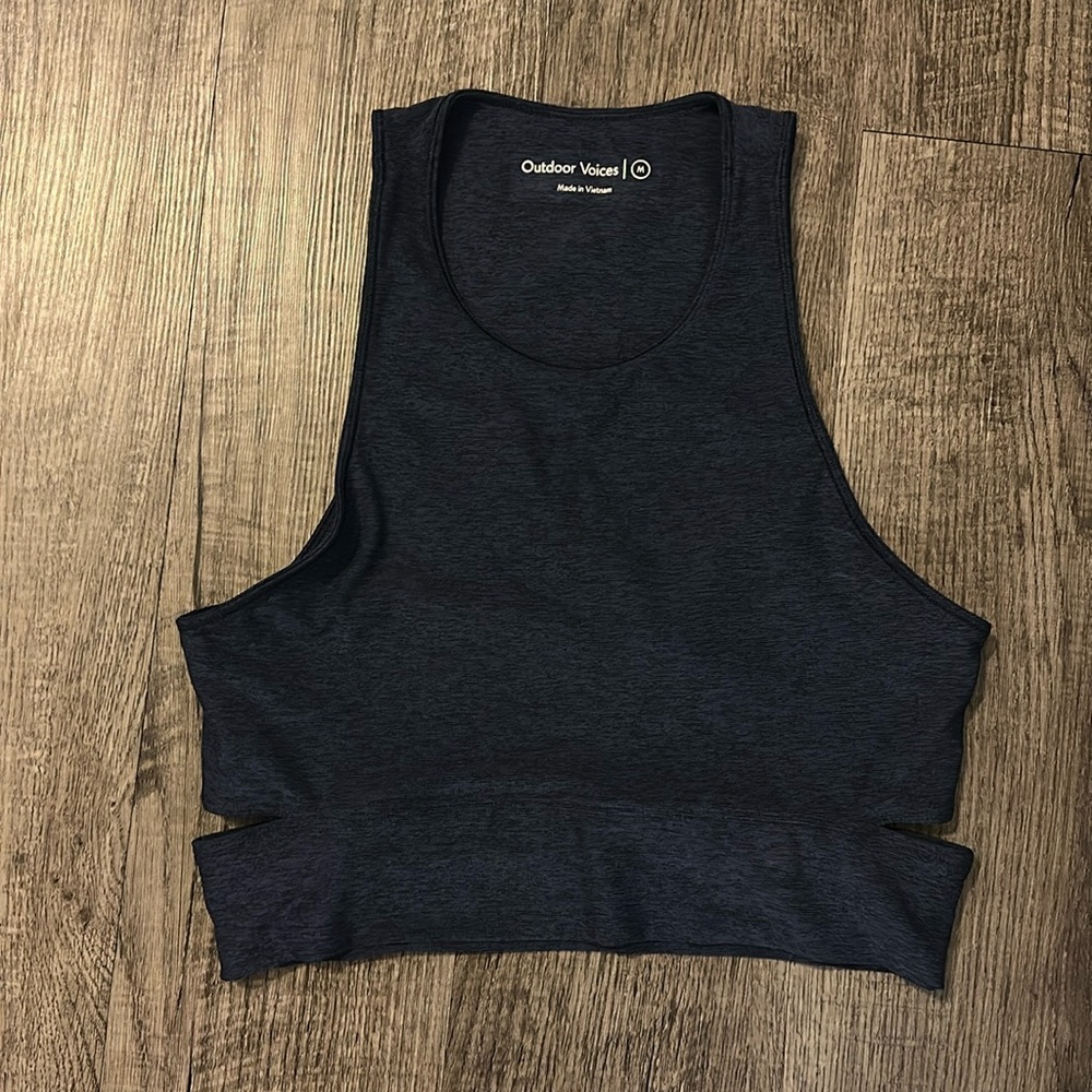 Outdoor Voices - Blue Slashback Activewear Crop Top Sports Bra - Size M